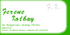 ferenc kolbay business card